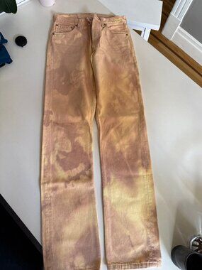 Vintage Levi's 501 Button Fly Custom Bleach Tie Dye Jeans 28x34 One of a Kind